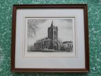ets in lijst / glas Oude Kerk Zeist 18/250 door A.Wieringa, Ophalen of Verzenden