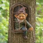 Tuinkabouter Uit Deur / Decoratie Tuin Kabouter Beeldje, Ophalen of Verzenden, Nieuw, Tuinkabouter