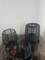 3 Zwart metalen windlichten, Ophalen of Verzenden