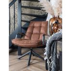 Draai fauteuil Dana met armleuning, cognac microvezel., Nieuw, 75 tot 100 cm, Ophalen of Verzenden, 75 tot 100 cm