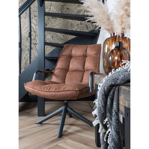 Draai fauteuil Dana met armleuning, cognac microvezel., Huis en Inrichting, Fauteuils, Nieuw, Stof, 75 tot 100 cm, 75 tot 100 cm
