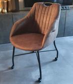 6 eetkamerstoelen van cowboy leer - antraciet, Huis en Inrichting, Ophalen, Zo goed als nieuw, Grijs, Vijf, Zes of meer stoelen