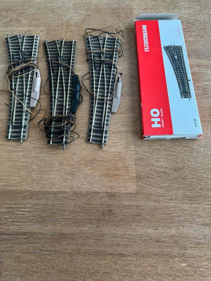 Fleischmann profirails elek wissel li gelijkstroom zie tekst, Hobby en Vrije tijd, Modeltreinen | H0, Zo goed als nieuw, Rails