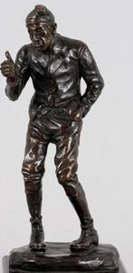 bronzen beeld c a 1920==de opgeheven vinger==GESIGNEERD, Ophalen of Verzenden, Brons