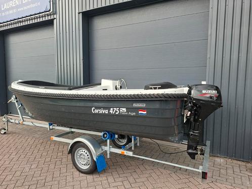 Mooie Corsiva 475 New Age + Suzuki 9,9PK 4 Takt, Watersport en Boten, Sloepen, Gebruikt, 10 tot 30 pk, 3 tot 6 meter, Buitenboordmotor