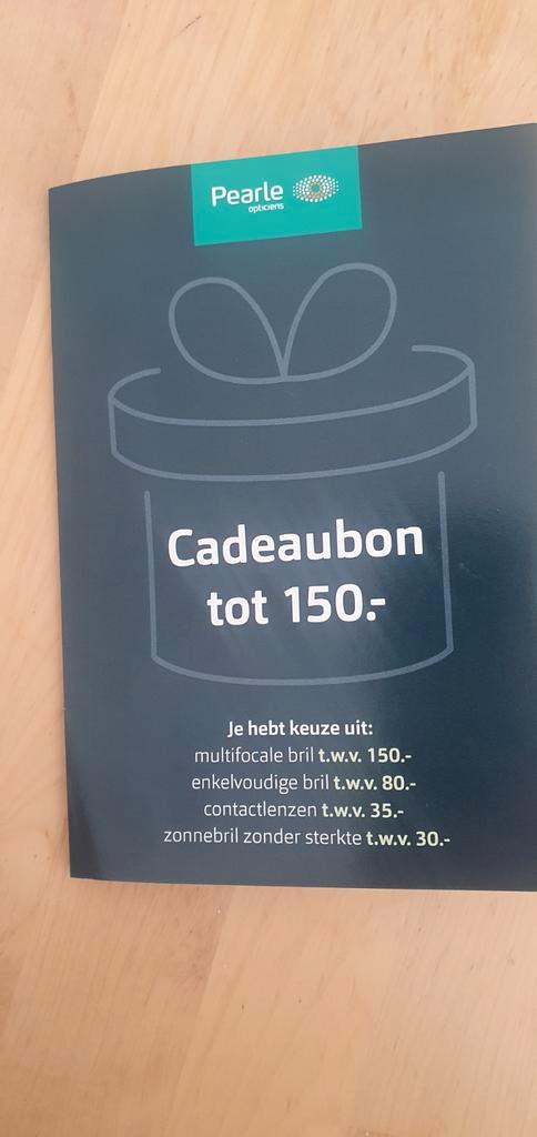 Cadeaubon Pearle, Tickets en Kaartjes, Kortingen en Cadeaubonnen, Eén persoon, Cadeaubon