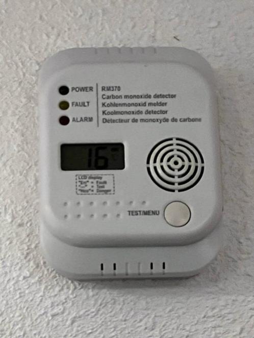 CO Koolmonoxide melder detector sensor wit, Doe-het-zelf en Verbouw, Alarmsystemen, Zo goed als nieuw, Detector, Sensor of Melder