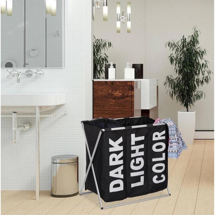 iBella Living wasmand 3 vakken zwart, Huis en Inrichting, Badkamer | Badkamermeubels, Ophalen of Verzenden