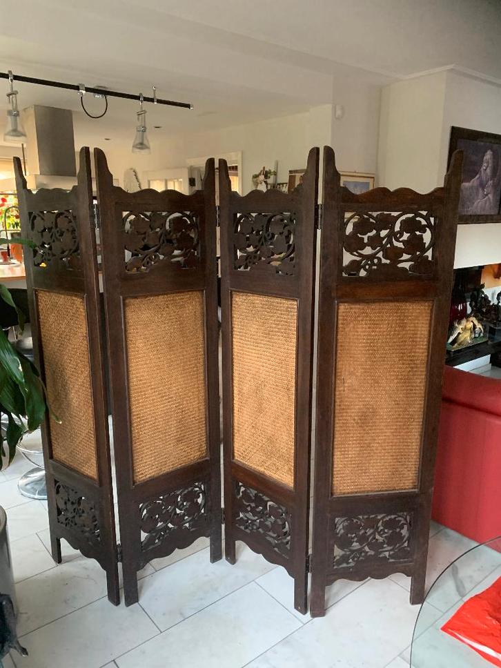 Orgineel Massief houten kamerscherm uit Thailand, Huis en Inrichting, Woonaccessoires | Kamerschermen, Zo goed als nieuw, Ophalen