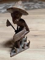 Hardhouten beeldje visserman - handmade İndiach Bali, Antiek en Kunst, Ophalen of Verzenden