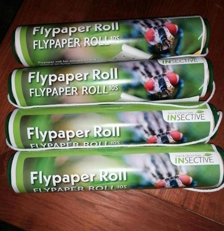 4 Flypaper Rollen samen €12, Tuin en Terras, Bestrijdingsmiddelen, Nieuw, Ophalen of Verzenden