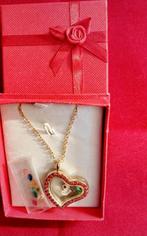Gouden Hart Locket Ketting met Strass & Kleurrijke Steentjes, Overige materialen, Met strass, Nieuw, Ophalen of Verzenden
