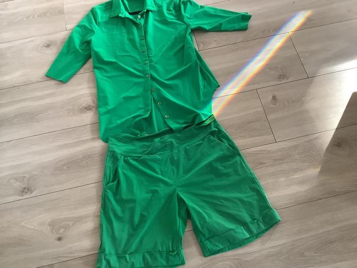 Travelstof set L bermuda Studio Anneloes met HH blouse, Kleding | Dames, Broeken en Pantalons, Zo goed als nieuw, Maat 42/44 (L)