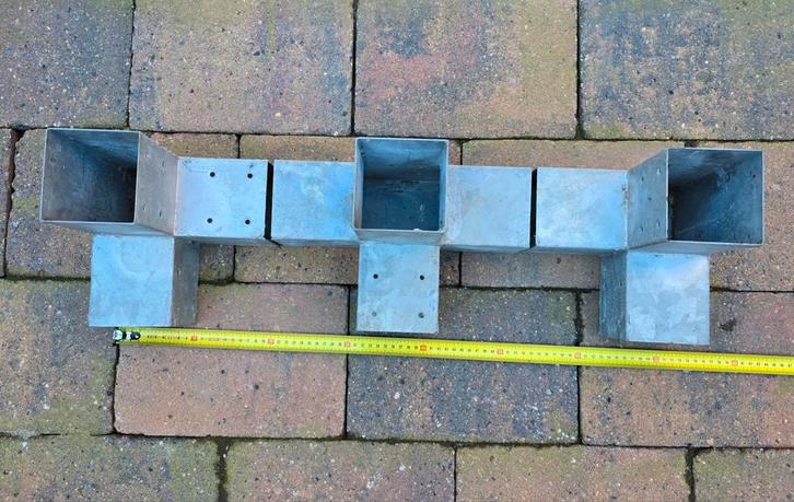 Gegalvaniseerde paalverbinders voor pergola 9x9 cm, Tuin en Terras, Tuinhekken en Hekwerk, Gebruikt, Overige typen, IJzer, Ophalen of Verzenden