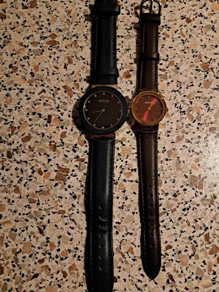 Mooie Bering horloges - Twee stuks, Overige merken, Leer, Staal, Polshorloge