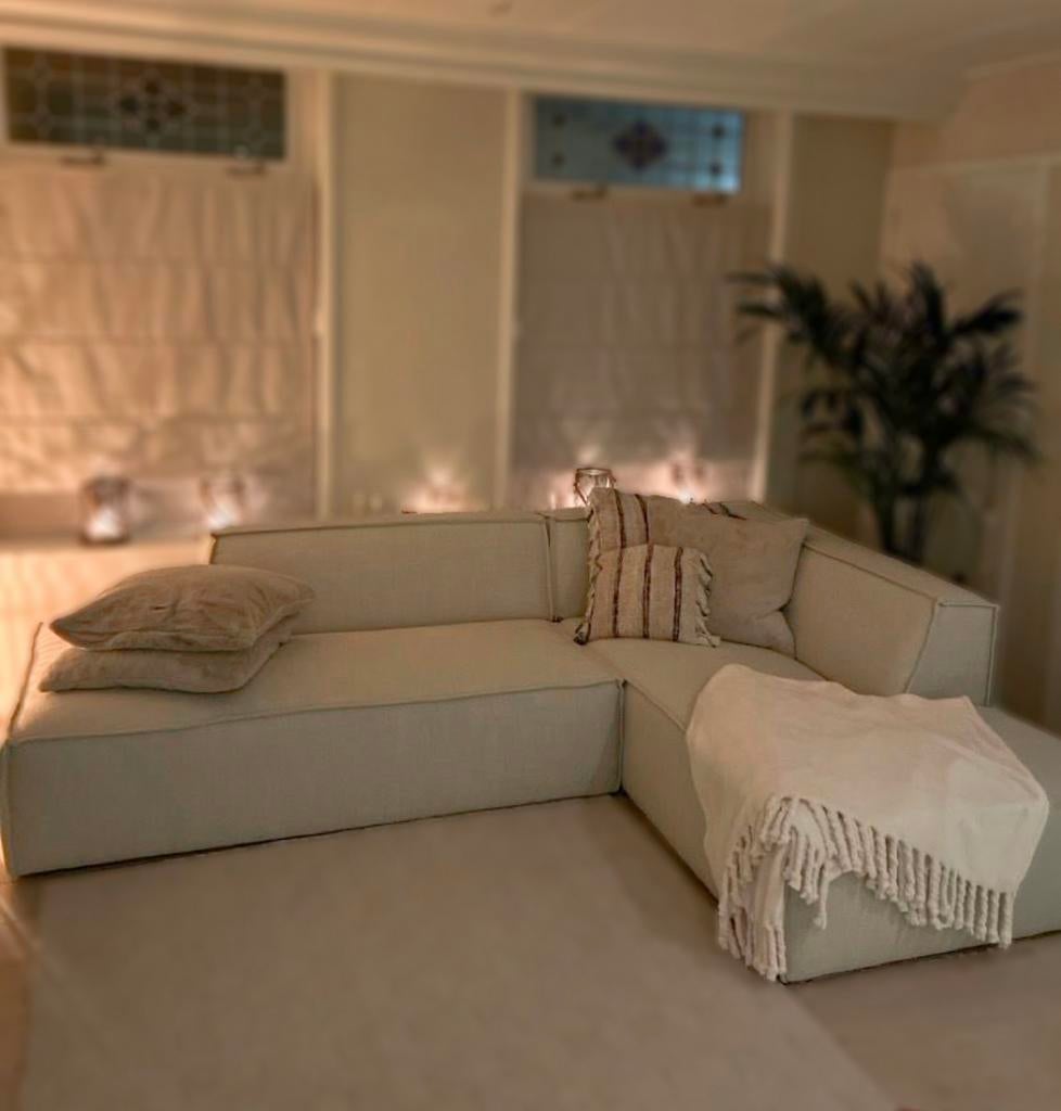 Rivièra Maison Bank - Beige - The Jagger, Ophalen, 250 tot 300 cm, Gebruikt, 100 tot 125 cm