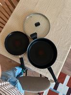 Tefal pannenset: crêpepan, sauteerpan + deksel (z.g.a.n.), Ophalen of Verzenden, Zo goed als nieuw, Overige materialen, Pannenset
