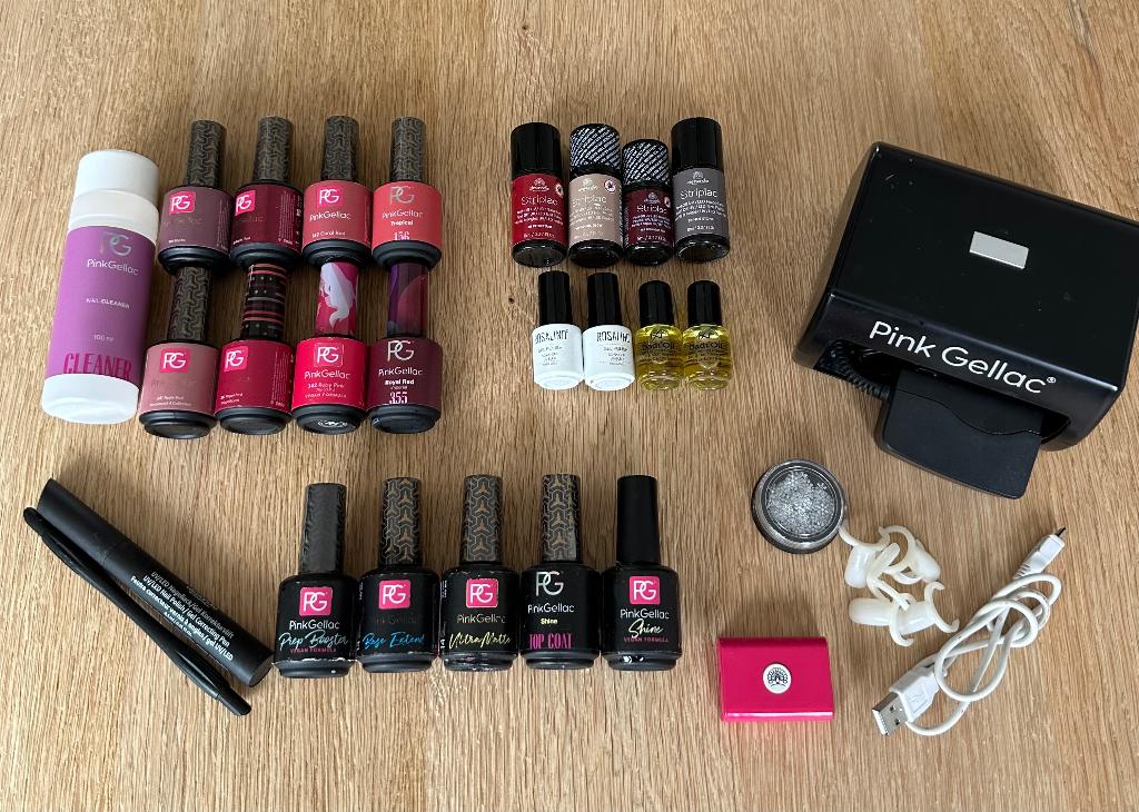 Pink Gellac nagellak set, Ophalen of Verzenden, Zo goed als nieuw, Rood, Handen en Nagels