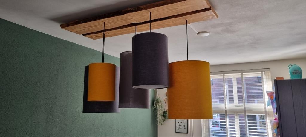 Mooie hanglamp met 5 dimbare LED-lampen, Ophalen, Gebruikt, Stof, 75 cm of meer