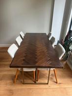 Dutchbone visgraat eettafel met 6 stoelen, Ophalen, Gebruikt, 200 cm of meer, 50 tot 100 cm