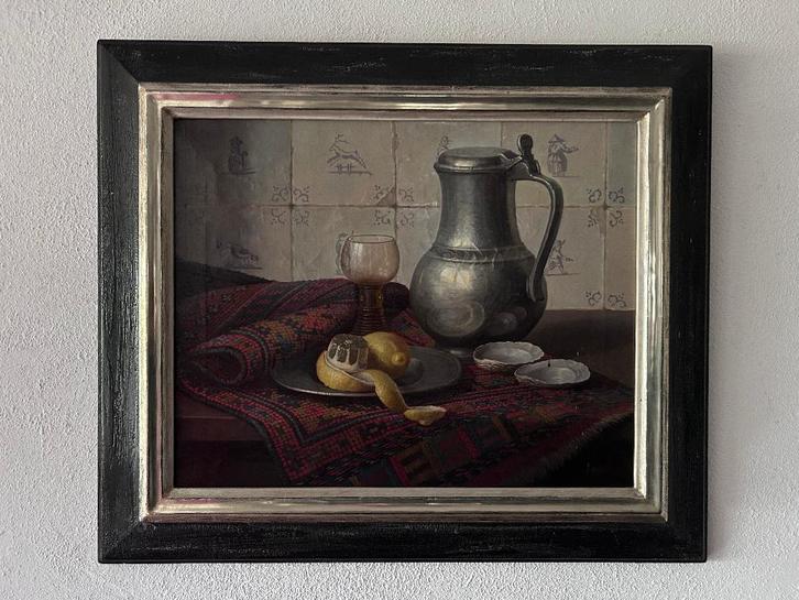 EP Moleveld - Stilleven met tinnen kan, Antiek en Kunst, Kunst | Schilderijen | Klassiek, Ophalen