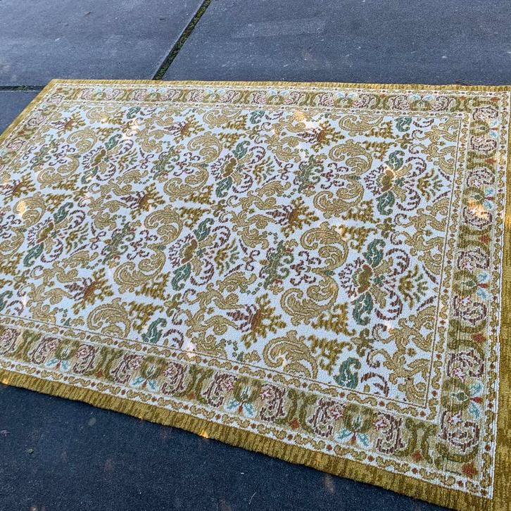 Prachtig vintage wollen tapijt,als nieuw,groen,150x220, Huis en Inrichting, Stoffering | Tapijten en Kleden, Zo goed als nieuw