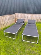 Twee ligstoelen, Ophalen of Verzenden, Gebruikt, Aluminium, Verstelbaar