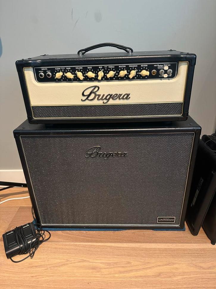 Bugera V22 Infinium buizenhead + 2x12 Celestion Vintage 30, Muziek en Instrumenten, Versterkers | Bas en Gitaar, Gebruikt, Gitaar