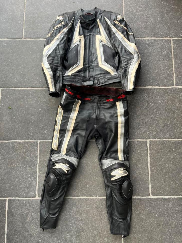 Spyke 2-delig leren motorpak, Motoren, Kleding | Motorkleding, Combipak, Heren, Tweedehands, Ophalen of Verzenden