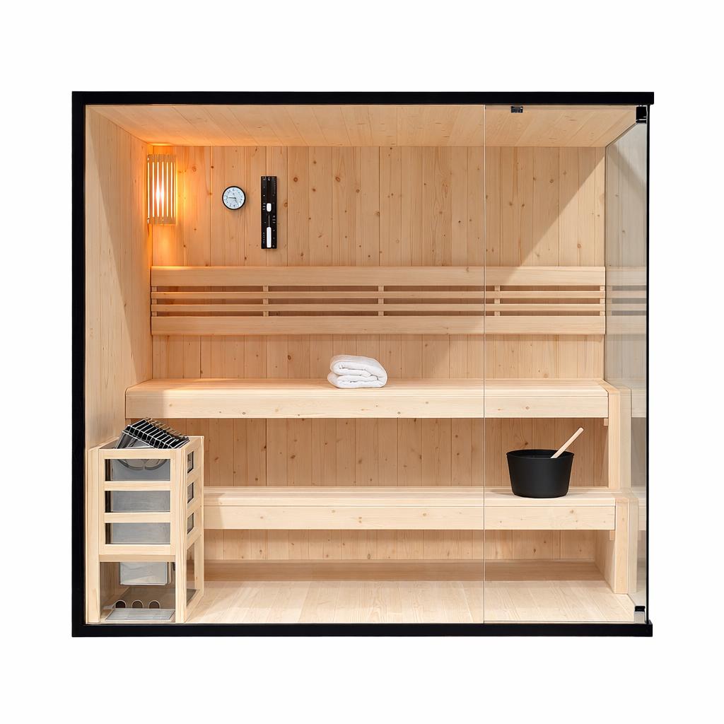 FINSE SAUNA XL | GLASFRONT | DIRECT LEVERBAAR