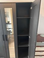 Zwarte kledingkast met spiegel en veel opbergruimte, Gebruikt, 100 tot 150 cm, Ophalen of Verzenden, 150 tot 200 cm