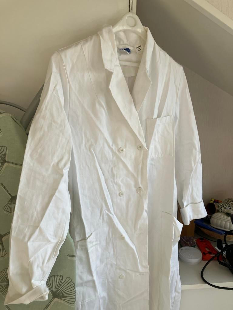 Witte wessels labjas, Ophalen of Verzenden, Gedragen, Maat 38/40 (M), Wit