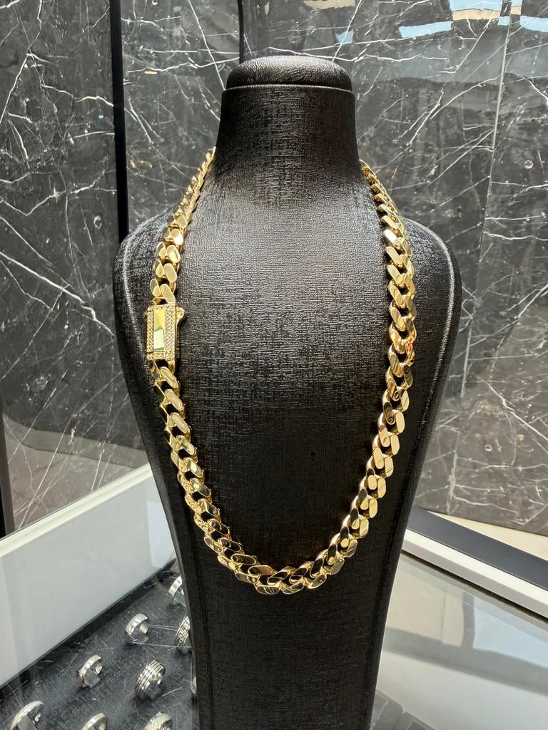 14k Monaco schakel ketting, Ophalen of Verzenden, Nieuw, Goud