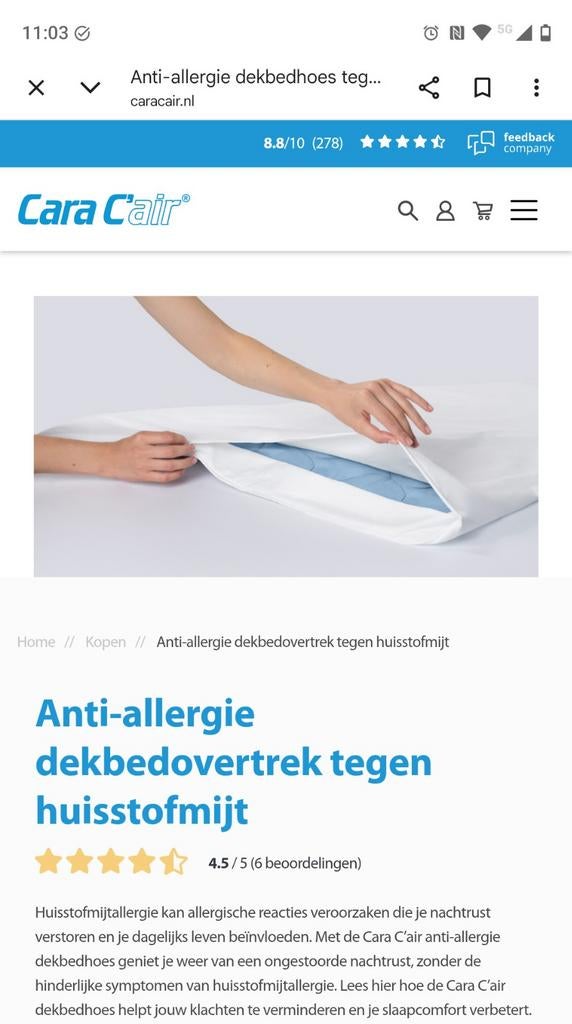 Twee anti-allergie dekbedhoezen 140x200 van Cara C'air., Eenpersoons, Wit, Dekbedovertrek, Ophalen of Verzenden