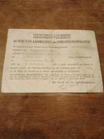 Inschrijf document Zeeuwse oorlogsvrijwilliger 1944, Verzamelen, Militaria | Tweede Wereldoorlog, Ophalen of Verzenden, Landmacht