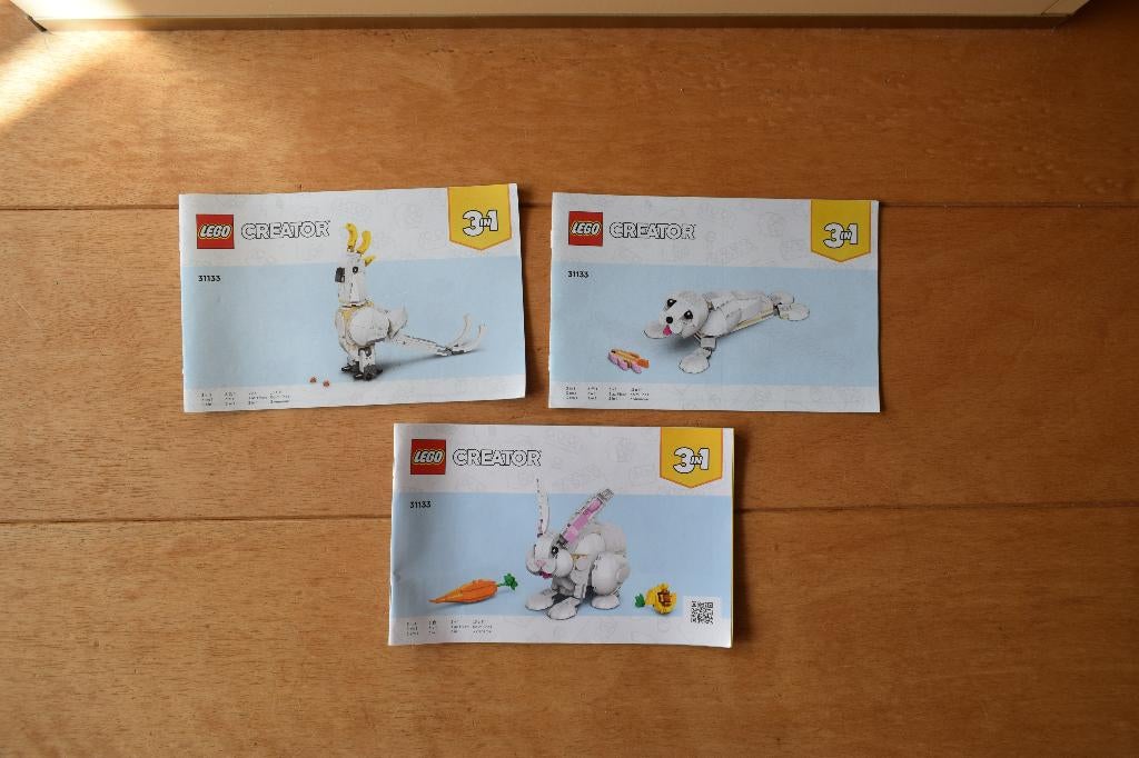 Lego 31133 Creator 3in1 wit konijn, Lego, Compleet, Ophalen of Verzenden, Zo goed als nieuw