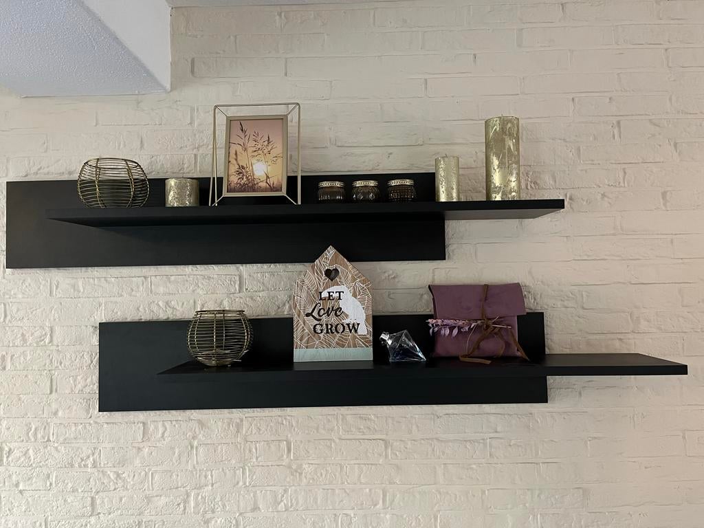 Moderne Wandplanken Zwart - 120x20 cm (Set van 2), Ophalen of Verzenden, Zo goed als nieuw