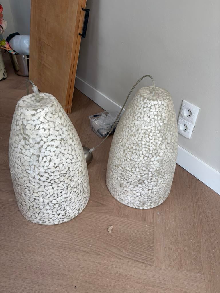 Schelp Hanglampen 2 stuks, Ophalen, Zo goed als nieuw, Rond