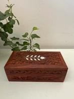 Houten bewaardoosje met been inleg, Antiek en Kunst, Ophalen of Verzenden