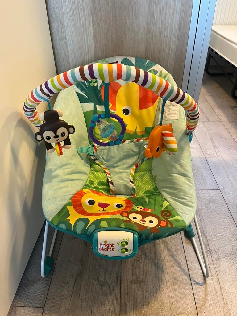 wipstoeltje bright starts met trillen en geluid, Ophalen, Gebruikt, Wipstoel, Met gordel(s) of riempje(s)