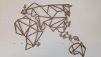 Houten Wereldkaart Wanddecoratie - Geometrisch Design, Ophalen, Zo goed als nieuw