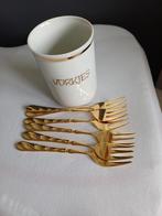 Goudkleurige gebaksvorkjes, oud, Antiek en Kunst, Antiek | Bestek, Ophalen of Verzenden