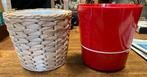 bloempotten: riet en rood kunststof, basilicum pot, Overige materialen, Gebruikt, Minder dan 30 cm, Minder dan 60 cm