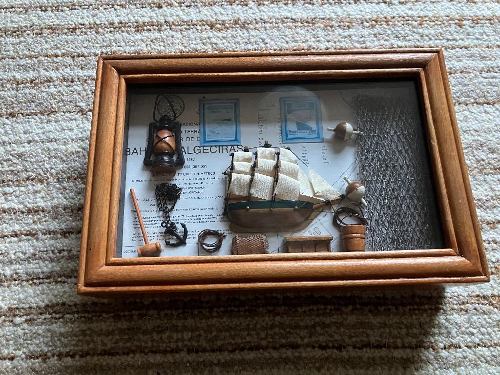 nautisch diorama zeilboot wandtableau sleutelkastje, Ophalen of Verzenden, Gebruikt, 1:35 tot 1:50, Diorama