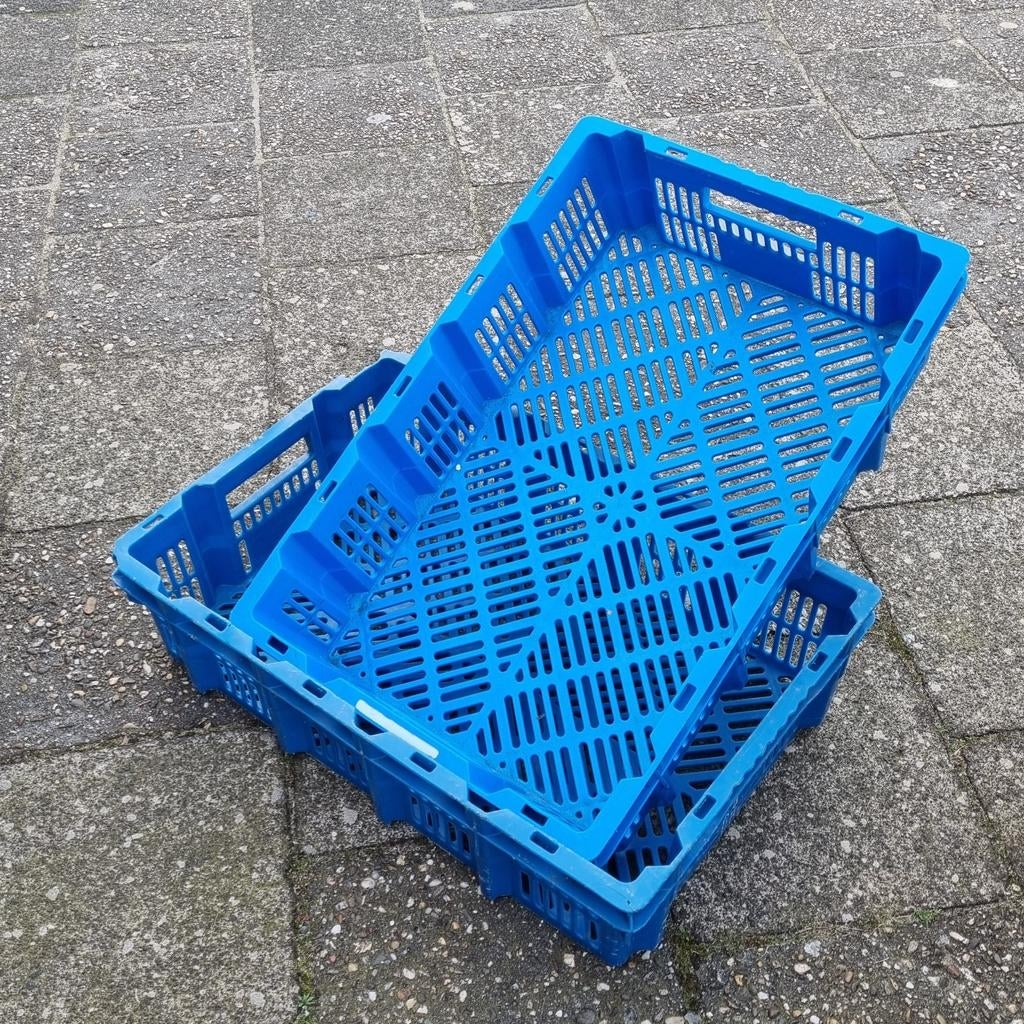 3 blauwe stevige kratten, Doe-het-zelf en Verbouw, Kratten en Dozen, Ophalen, Minder dan 35 cm, Minder dan 50 cm, Minder dan 40 cm
