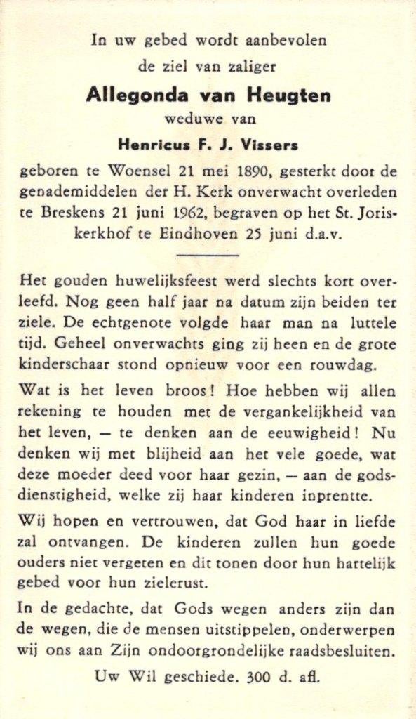 Heugten van Allegonda Woensel 1890-1962 Eindhoven, Verzamelen, Ophalen of Verzenden
