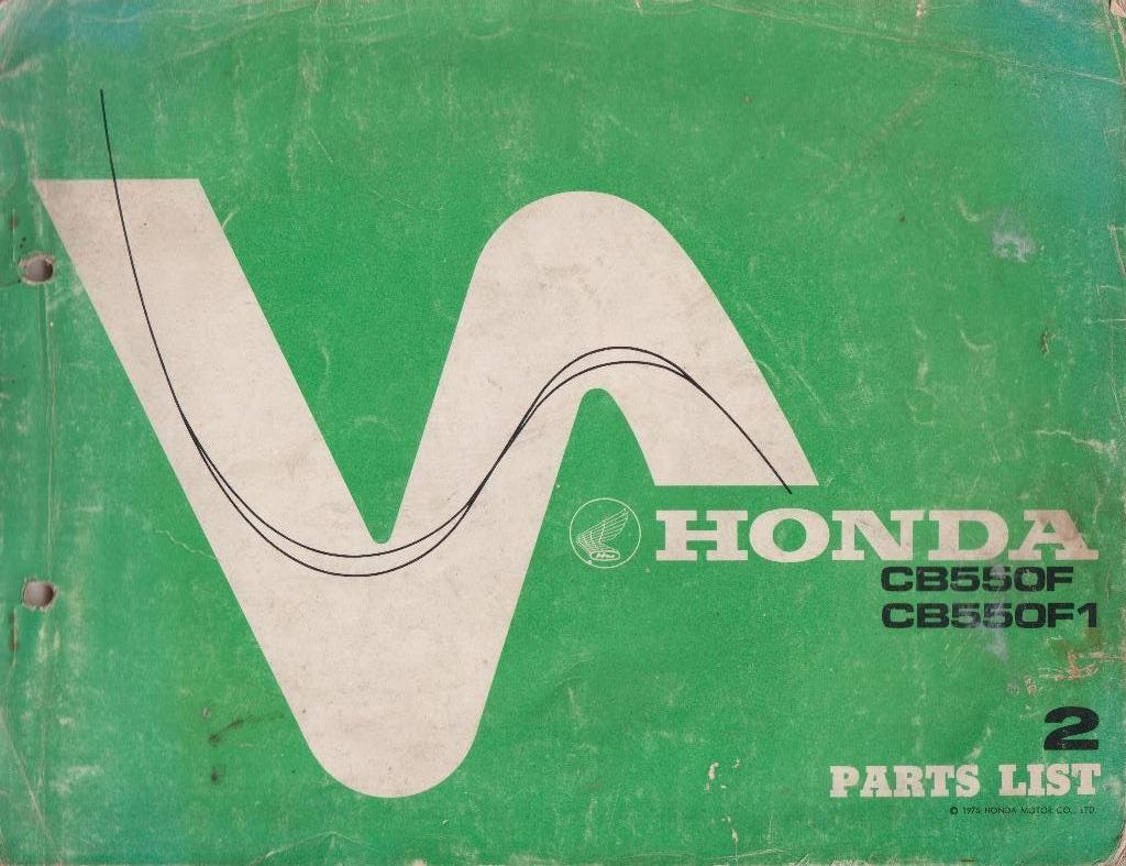 Honda CB550F-CB550F1 Parts list 2 Engels 1975, Motoren, Ophalen of Verzenden, Gebruikt