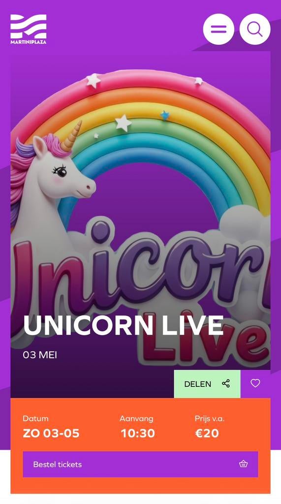 2 tickets Unicorn Live Groningen, Twee personen, Mei, Toneel