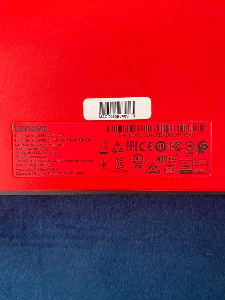 Lenovo ThinkPad Thunderbolt 3 Dock - Type 40AC, Computers en Software, Dockingstations, Ophalen of Verzenden, Gebruikt, Docking station