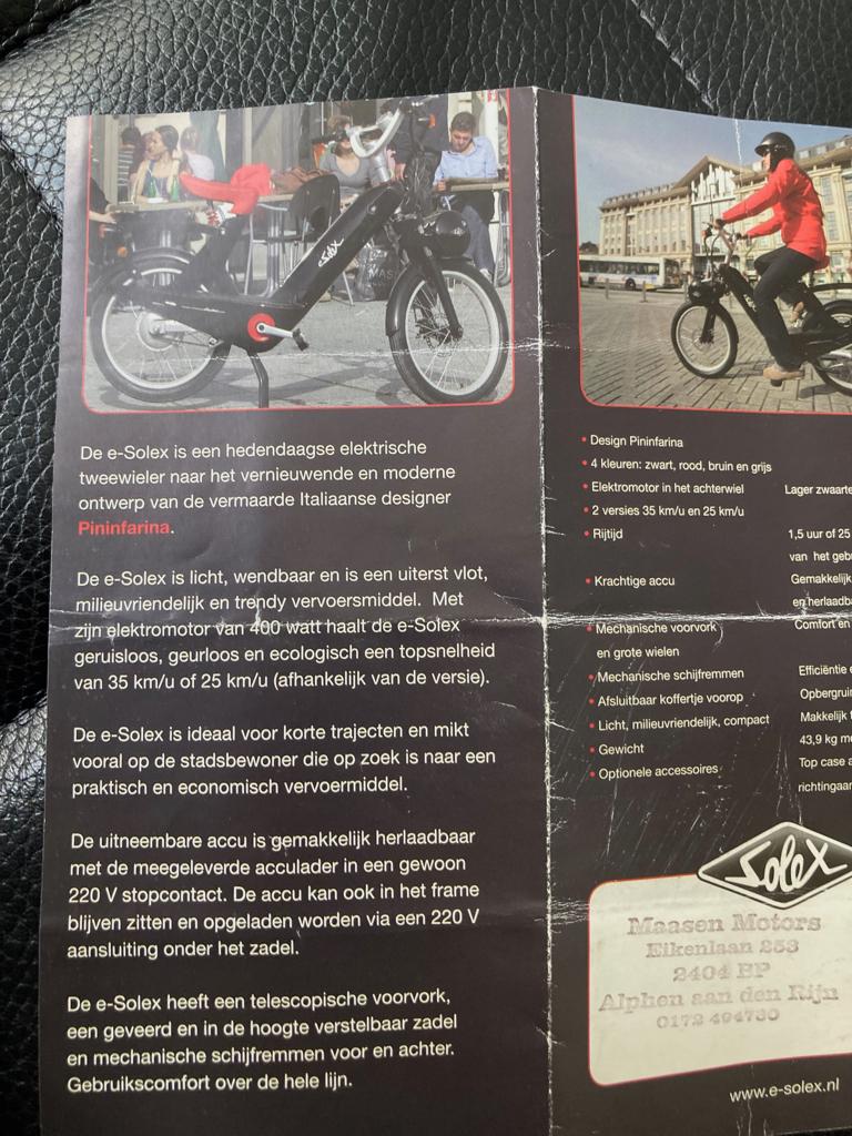 elektrische Solex zwart met rode accenten, Elektrisch, Zo goed als nieuw, Ophalen, Overige merken